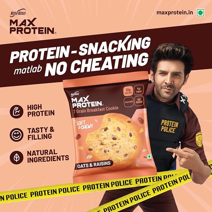 RiteBite Max Protein Cookies - Oats & Raisins (55g x 12) - Image 6