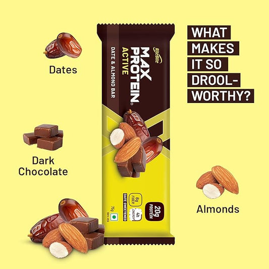 RiteBite Max Protein Active Date & Almond Protein Bar - 20g Protein - Image 2