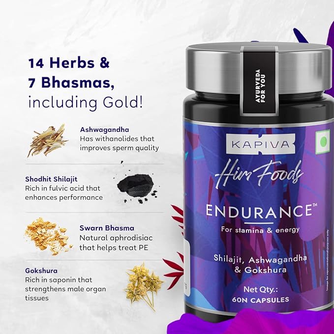 Kapiva Endurance Capsules - Research-Backed Blend of 14 Herbs & 7 Bhasmas