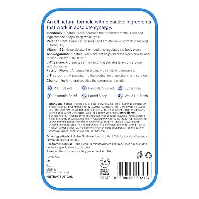 Wellbeing Nutrition Melts Restful Sleep Strips