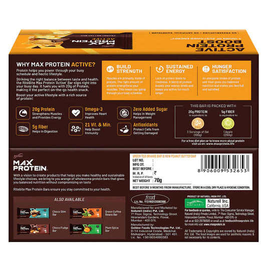 RiteBite Max Protein Active Peanut Butter Bars - 20g Protein - Image 2