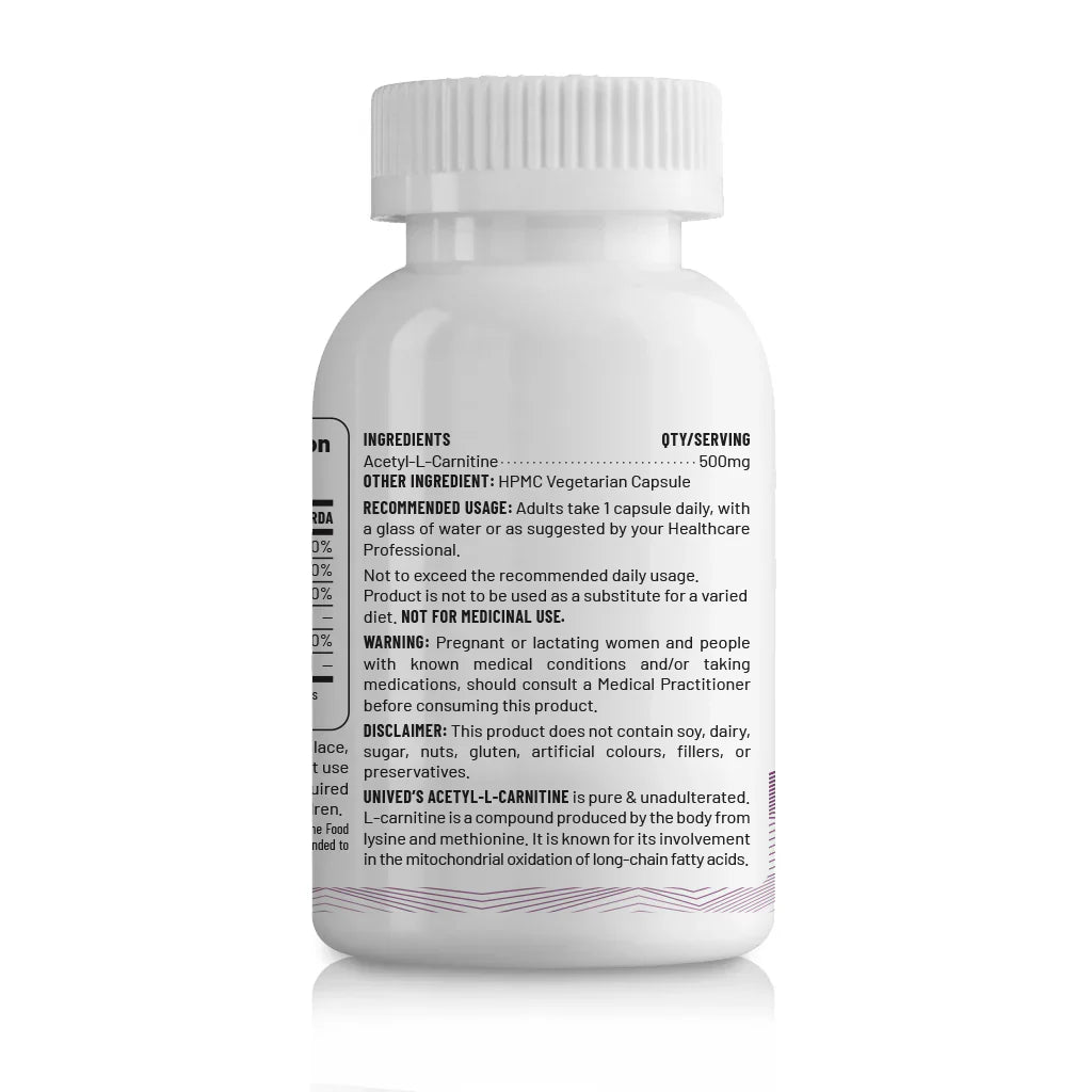 Unived Acetyl L-Carnitine (ALCAR) – 500mg - Image 3