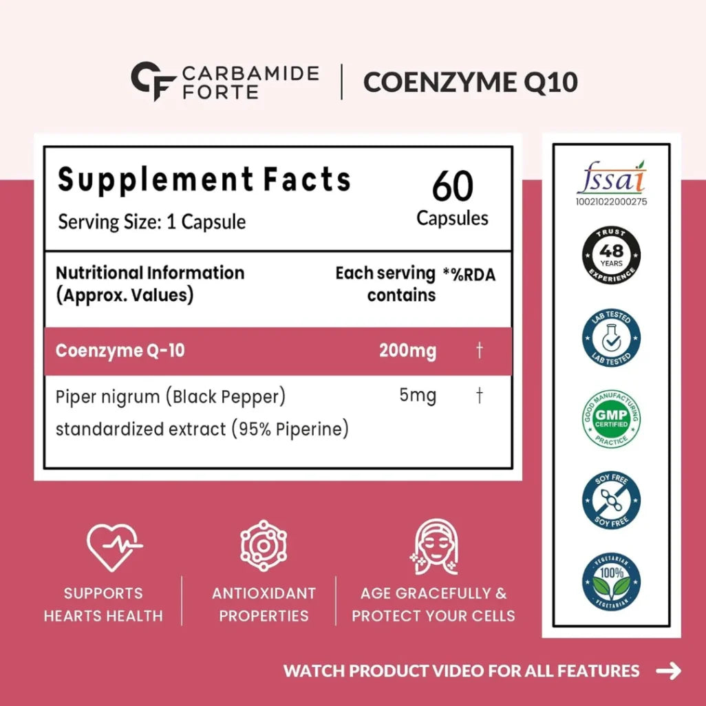 Carbamide Forte Coenzyme Q10 (CoQ10) 200mg with Piperine 5mg - Image 4