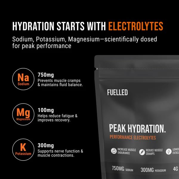 Fuelled Peak Hydration Electrolytes – Salted Orange Flavour (300g | 30 Sachets)