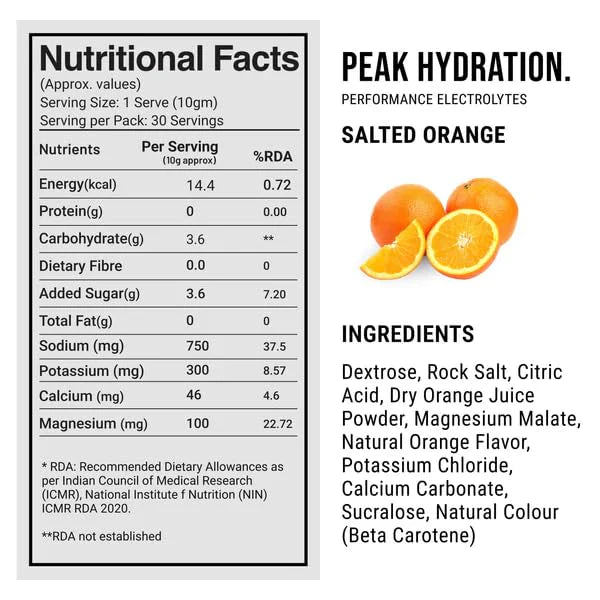 Fuelled Peak Hydration Electrolytes – Salted Orange Flavour (300g | 30 Sachets)