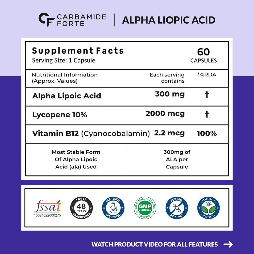 Carbamide Forte Alpha Lipoic Acid 300mg Supplement - Image 3