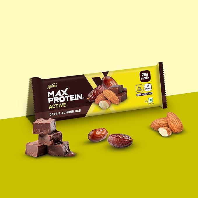 RiteBite Max Protein Active Date & Almond Protein Bar - 20g Protein - Image 5