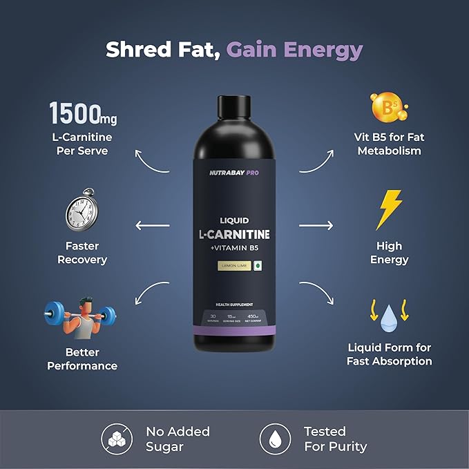 Nutrabay Pro Liquid L-Carnitine with Vitamin B5 - Image 5