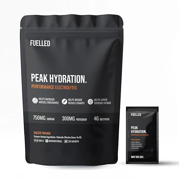 Fuelled Peak Hydration Electrolytes – Salted Orange Flavour (300g | 30 Sachets)