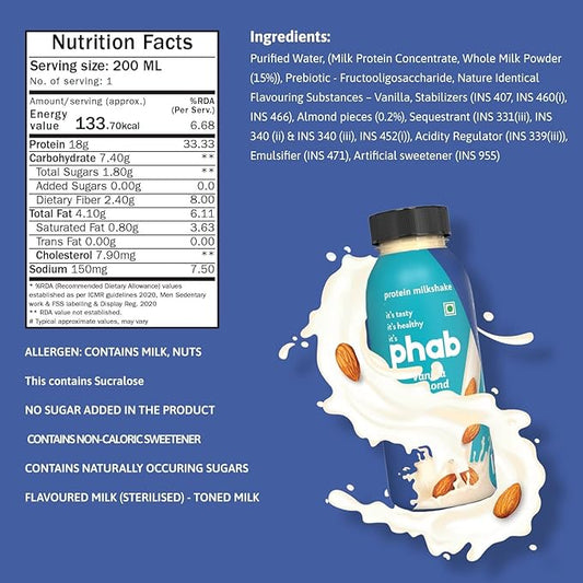 Phab Protein Milkshake | Vanilla Almond