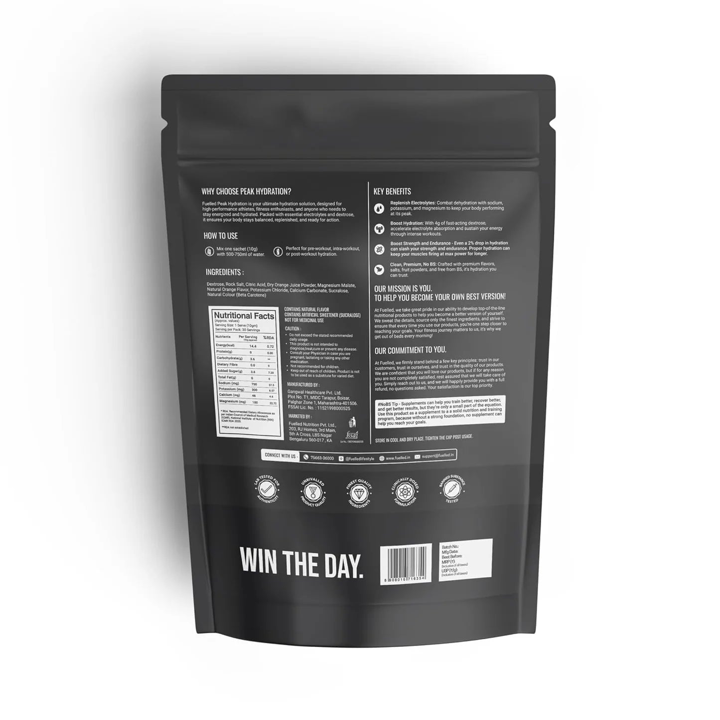 Fuelled Peak Hydration Electrolytes – Salted Orange Flavour (300g | 30 Sachets)