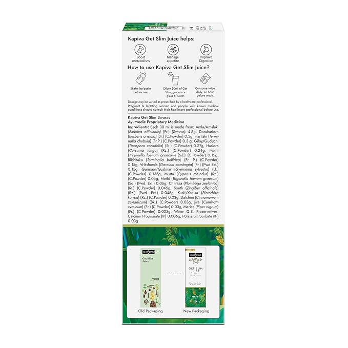 Kapiva Get Slim Juice - 1L | 12 Ayurvedic Herbs for Healthy Weight Management, Metabolism, and Digestion