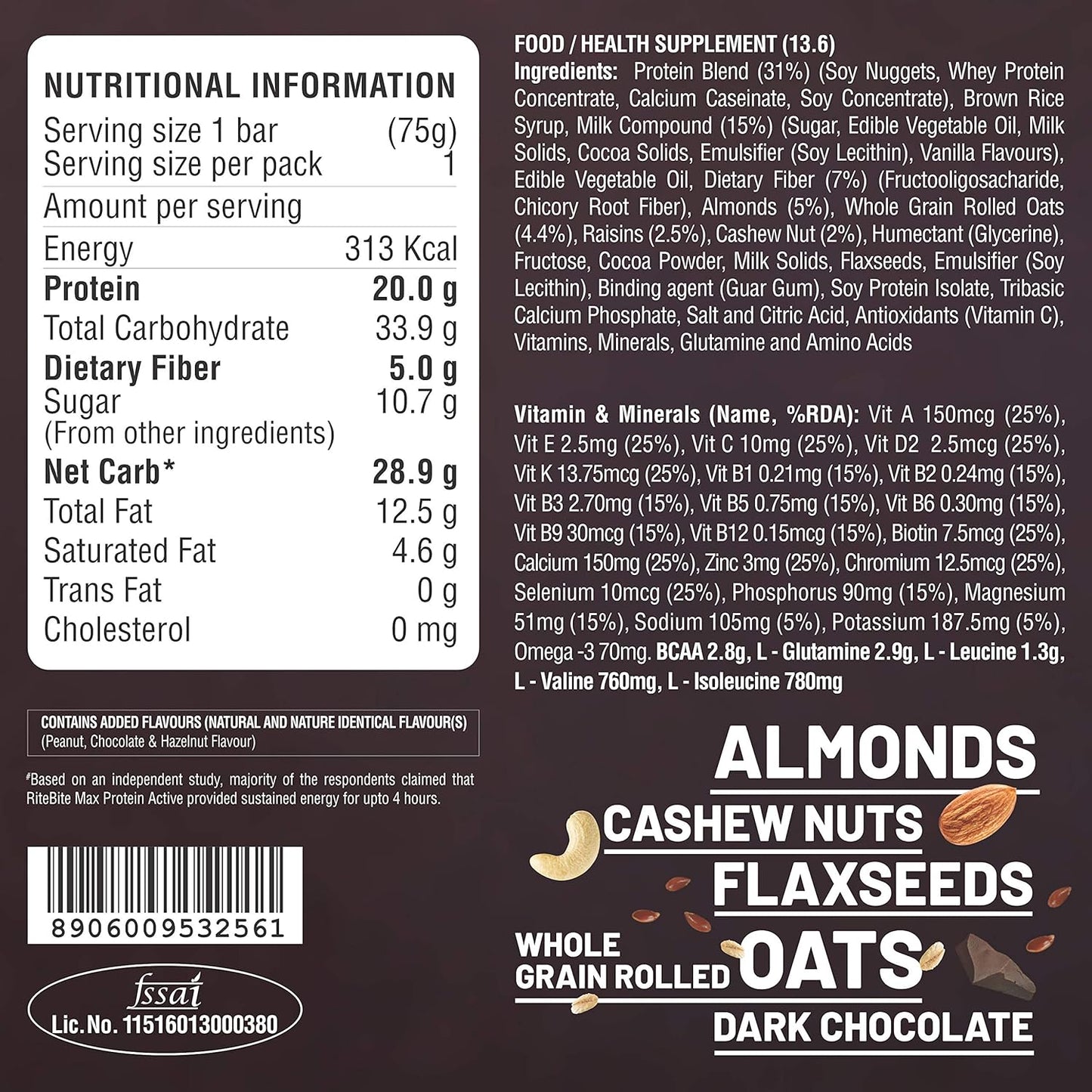 RiteBite Max Protein Active Choco Fudge Bars - 20g Protein - Image 3