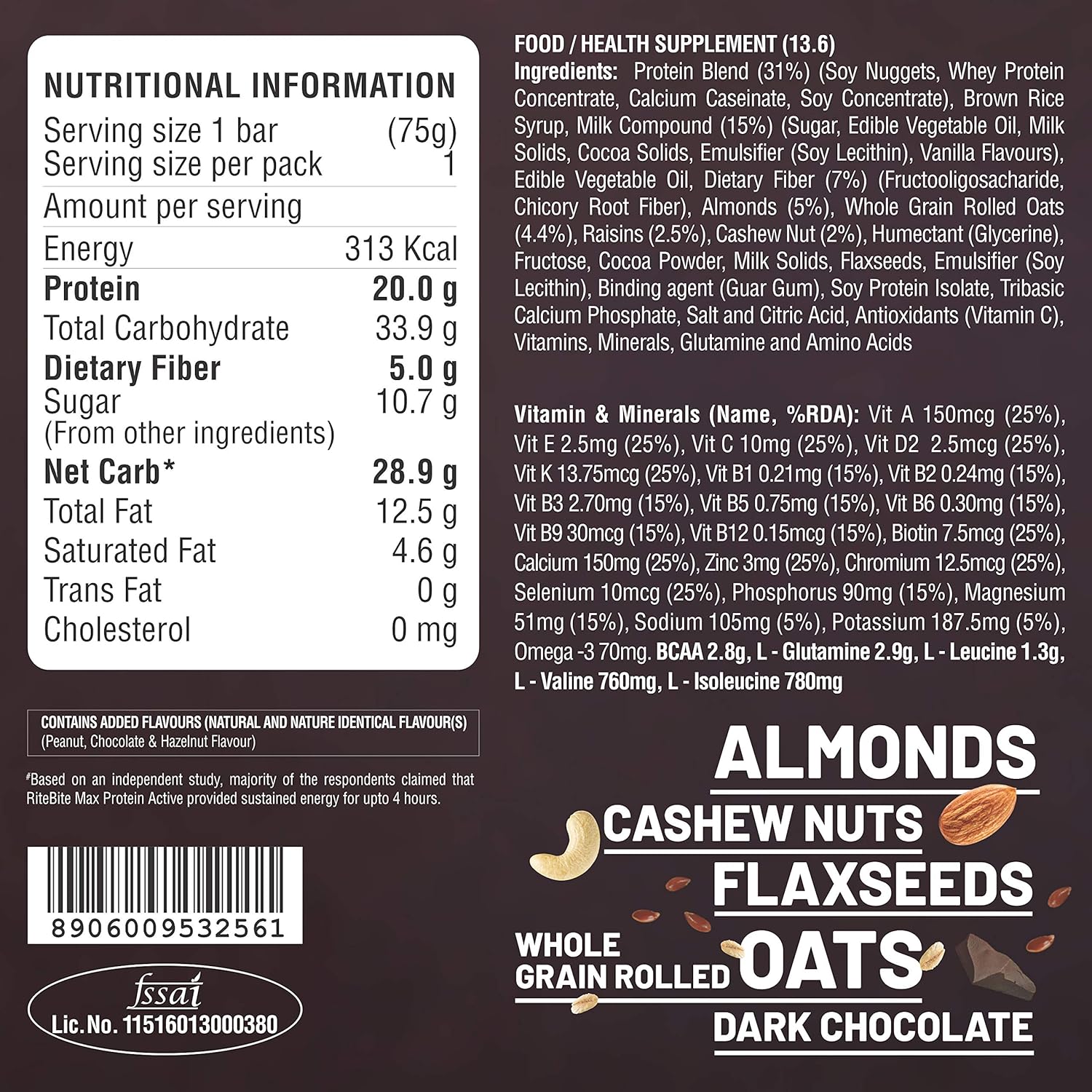 RiteBite Max Protein Active Choco Fudge Bars - 20g Protein - Image 3