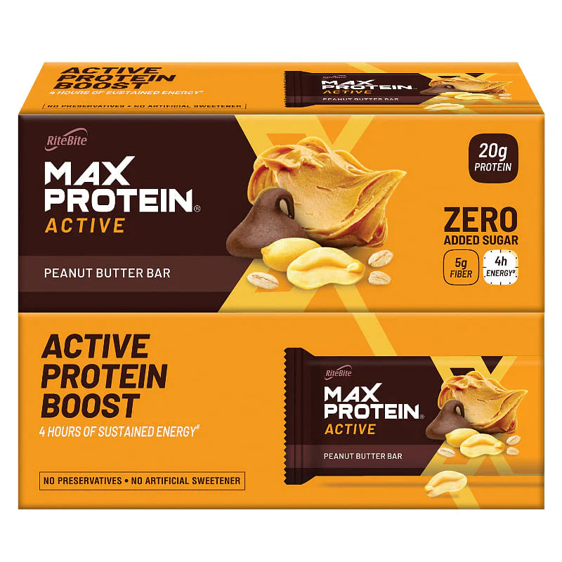 RiteBite Max Protein Active Peanut Butter Bars - 20g Protein - Image 1