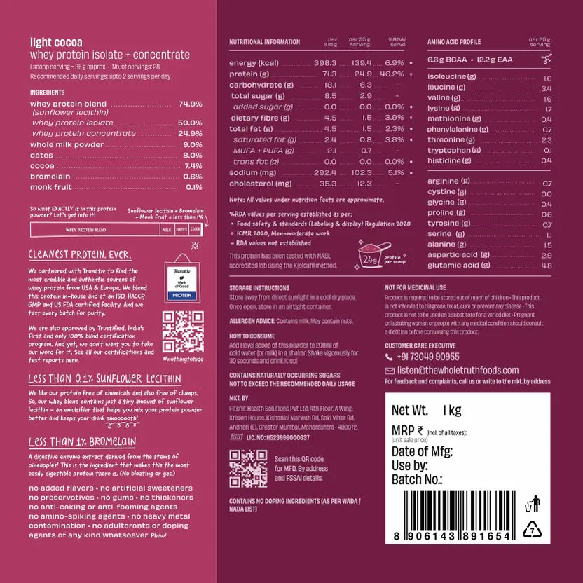 Tehe Whole Truth Whey Protein (iso+conc)